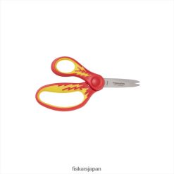 左手用ソフトグリップ先の尖った子供用はさみ (5 インチ) 赤/黄色の稲妻 DZ0DJT14 Fiskars 道具